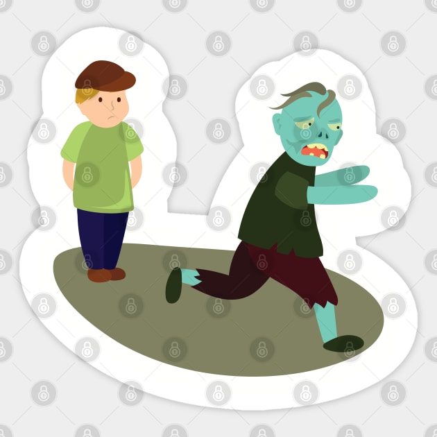 Halloween Hesitant Zombie Sticker by holidaystore